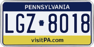 PA license plate LGZ8018