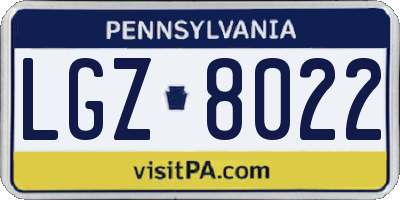 PA license plate LGZ8022