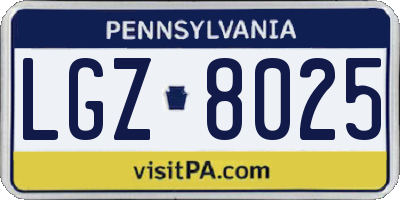 PA license plate LGZ8025