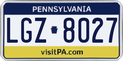 PA license plate LGZ8027
