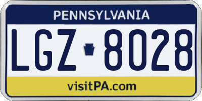 PA license plate LGZ8028