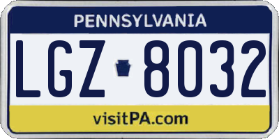 PA license plate LGZ8032