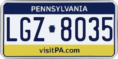 PA license plate LGZ8035