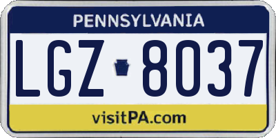 PA license plate LGZ8037