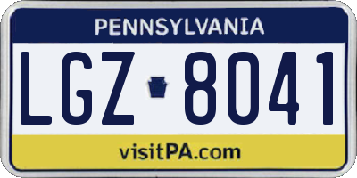 PA license plate LGZ8041