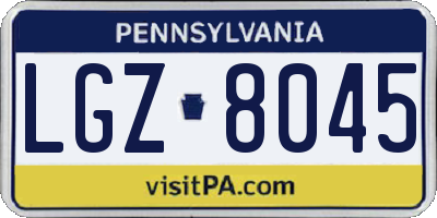 PA license plate LGZ8045
