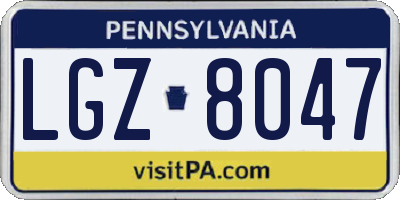 PA license plate LGZ8047