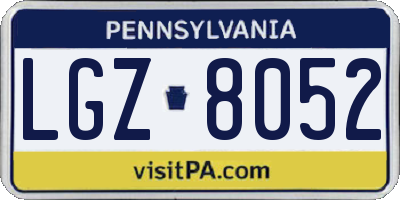 PA license plate LGZ8052