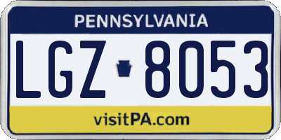 PA license plate LGZ8053