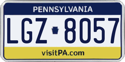 PA license plate LGZ8057