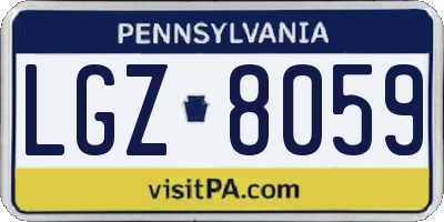 PA license plate LGZ8059