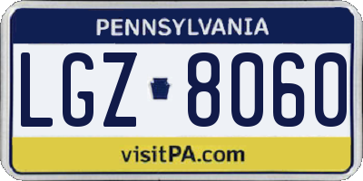 PA license plate LGZ8060
