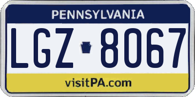 PA license plate LGZ8067