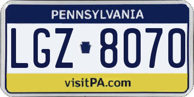 PA license plate LGZ8070