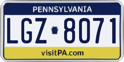 PA license plate LGZ8071