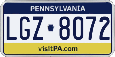 PA license plate LGZ8072