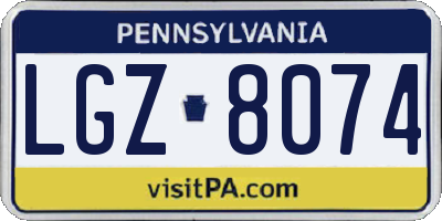 PA license plate LGZ8074