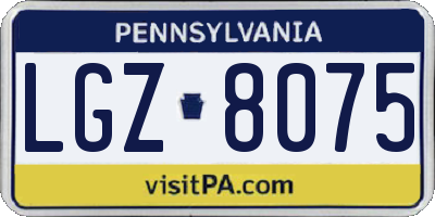 PA license plate LGZ8075