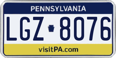 PA license plate LGZ8076