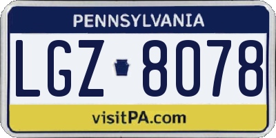 PA license plate LGZ8078