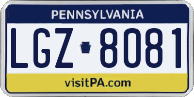 PA license plate LGZ8081