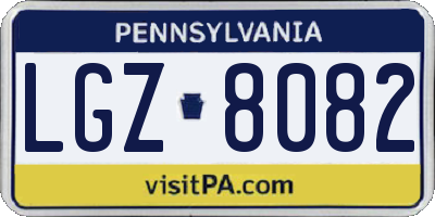 PA license plate LGZ8082