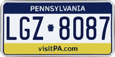 PA license plate LGZ8087