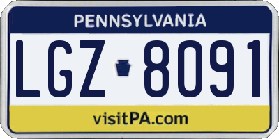 PA license plate LGZ8091