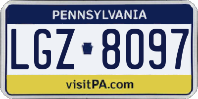 PA license plate LGZ8097