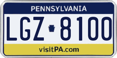 PA license plate LGZ8100