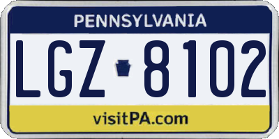 PA license plate LGZ8102