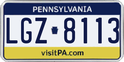 PA license plate LGZ8113