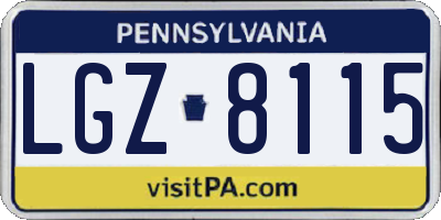 PA license plate LGZ8115