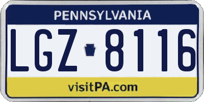 PA license plate LGZ8116
