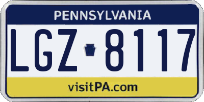 PA license plate LGZ8117