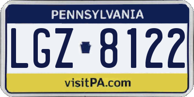 PA license plate LGZ8122