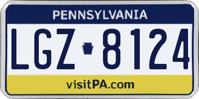 PA license plate LGZ8124