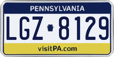 PA license plate LGZ8129