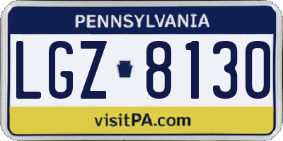 PA license plate LGZ8130