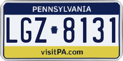 PA license plate LGZ8131