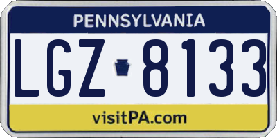 PA license plate LGZ8133
