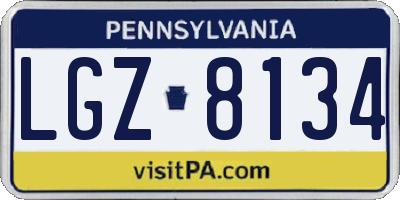 PA license plate LGZ8134