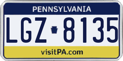 PA license plate LGZ8135