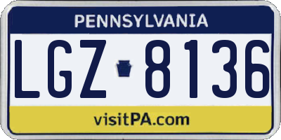 PA license plate LGZ8136