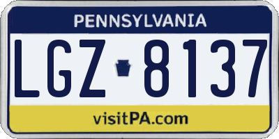 PA license plate LGZ8137