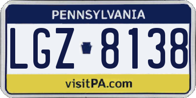 PA license plate LGZ8138