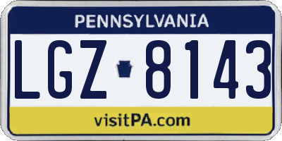 PA license plate LGZ8143