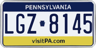 PA license plate LGZ8145