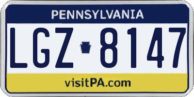 PA license plate LGZ8147