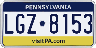 PA license plate LGZ8153